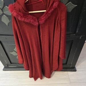 Elegant Red Hooded Sweater